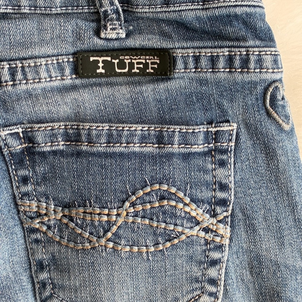 Cowgirl Tuff Co Women Blue Western Bootcut Split Hem Jeans Medium Wash 26x29 - Picture 12 of 12